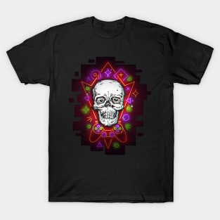 Gamer Skull with Neon Cyberpunk Design T-Shirt